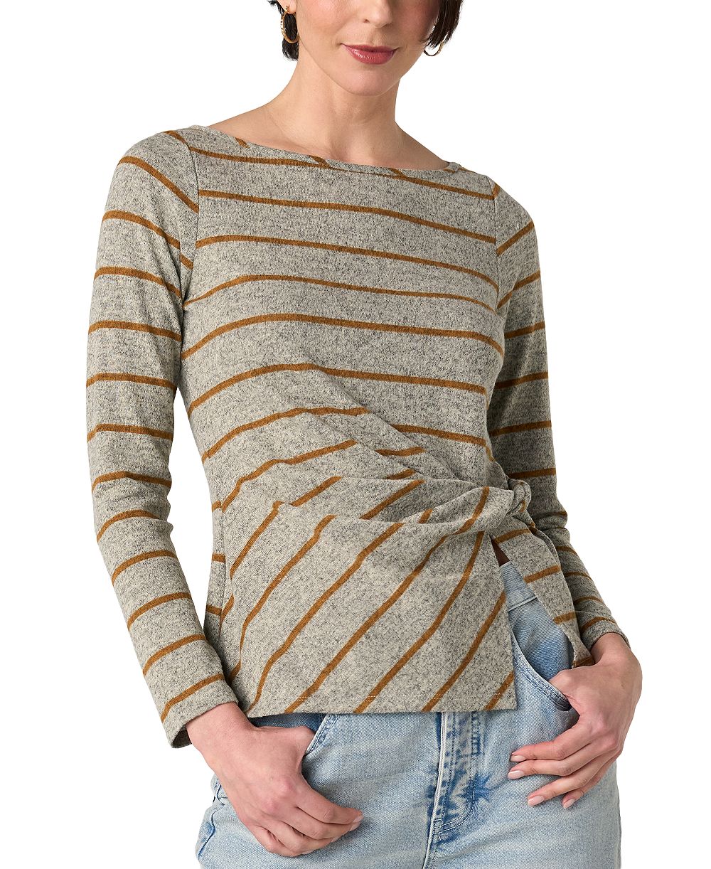 Блузка Liverpool Los Angeles Petite Boat Neck Long-Sleeve Stripe