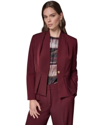 Donna Karan New York Women's Petite Collarless Peplum Blazer