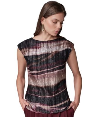 Donna Karan New York Женская блузка с принтом и вырезом лодочка без рукавов, размер Petite
