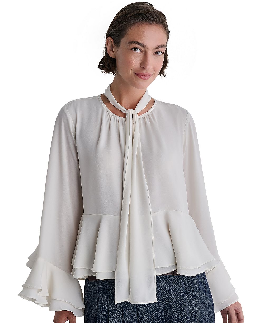 BCBG Женская блузка с рюшами и завязками