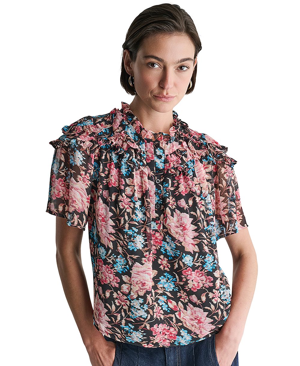 Женская блузка BCBG Floral Sheer Ruffle-Detail