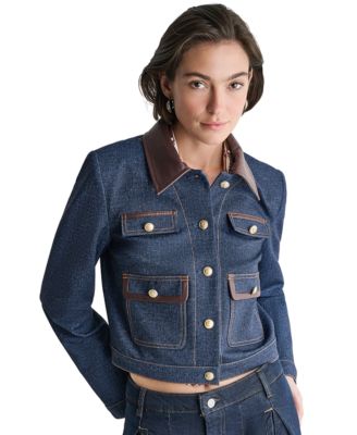 BCBG Women's Denim Trucket Cropped Jacket