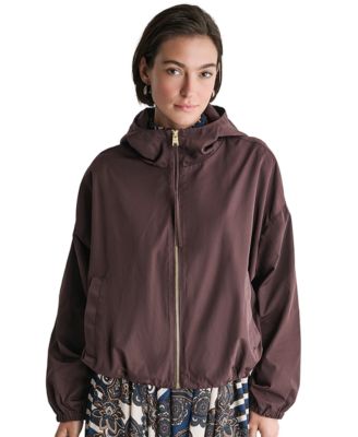 BCBG Women's Hooded Zip-Front Mock-Neck Jacket