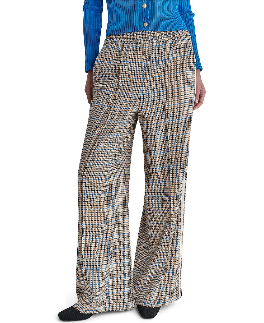 BCBG Women's Plaid Wide-Leg Pull-On Pants