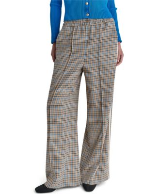 BCBG Women's Plaid Wide-Leg Pull-On Pants