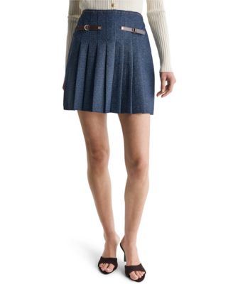 Женская мини-джинсовая юбка BCBG Pleated A-Line