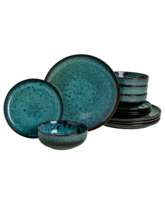 Набор посуды Haven Sea Glass Reactive Glaze 12 предметов, сервировка на 4 человека