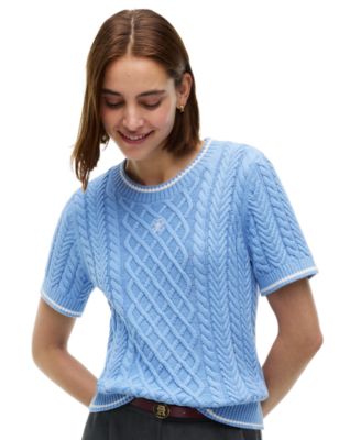 Tommy Hilfiger женский короткий свитер с косами и коротким рукавом