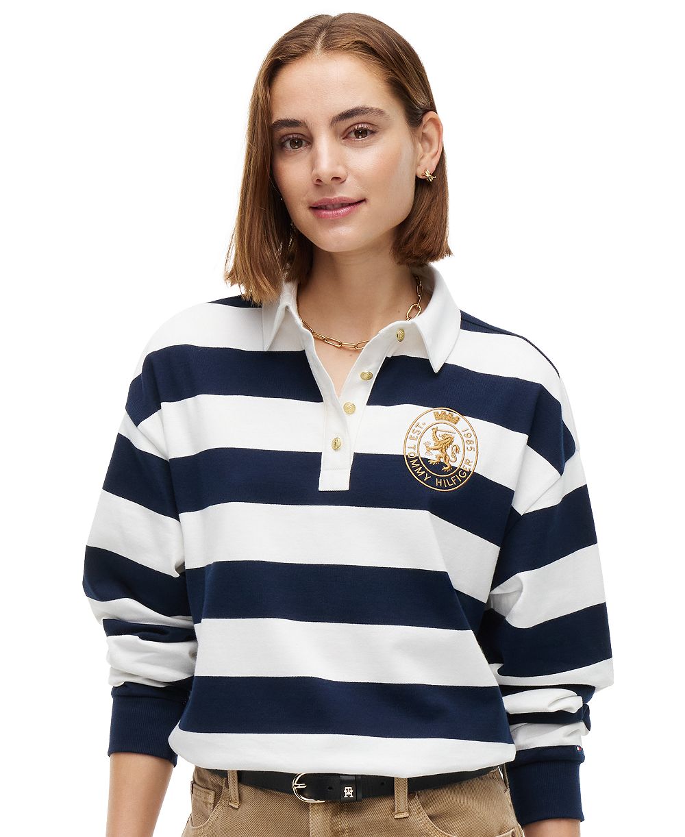 Женский свитшот Tommy Hilfiger в стиле регби с длинным рукавом