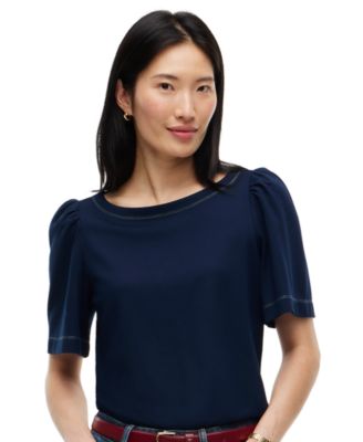 Женская футболка Tommy Hilfiger с круглым вырезом и коротким рукавом, с декоративной строчкой
