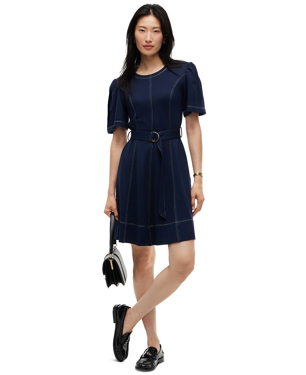 Tommy Hilfiger Women's Top Stitch Ponte Short-Sleeve Crewneck Mini Dress