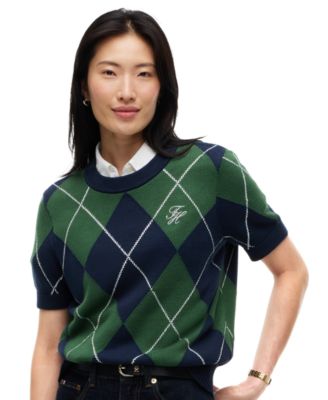 Tommy Hilfiger женский свитер с коротким рукавом в клетку аргайл