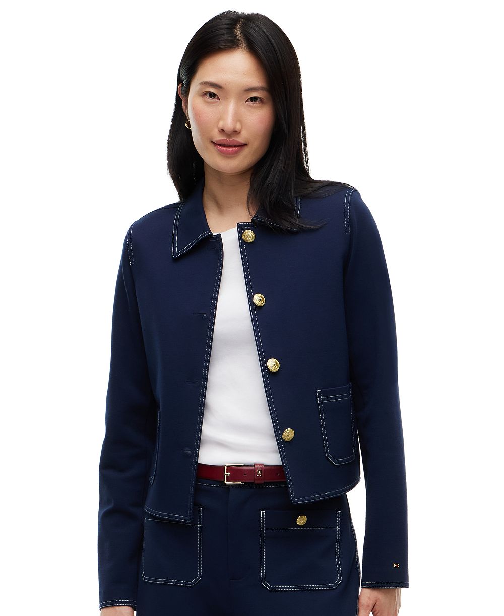 Tommy Hilfiger Women's Ponte-Knit Top Stitch Detail Jacket
