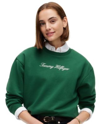 свитшот с длинным рукавом tommy hilfiger women's crew neck graphic pullover long-sleeve sweatshirt