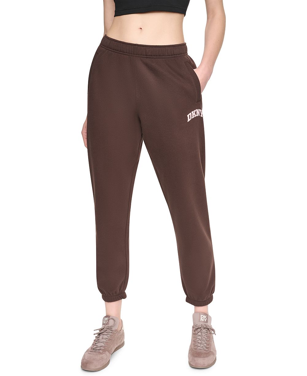 DKNY Sport Women's Mini Puff Varsity Logo Mid-Rise Pull-On Joggers