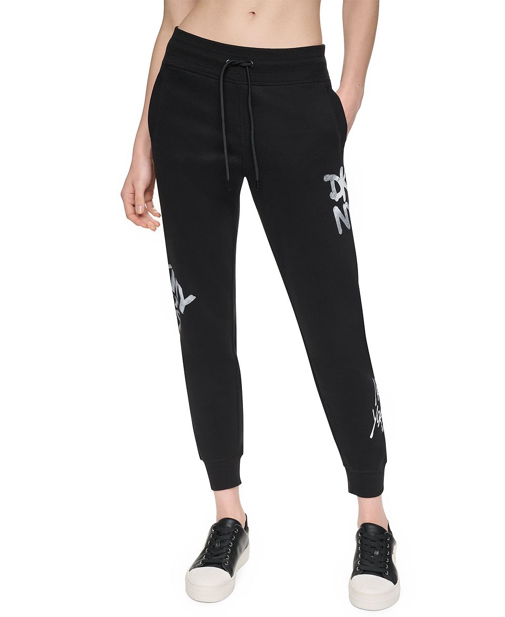 Женские джоггеры DKNY Sport Graffiti Logo Mid-Rise Rib Waist Cuffed