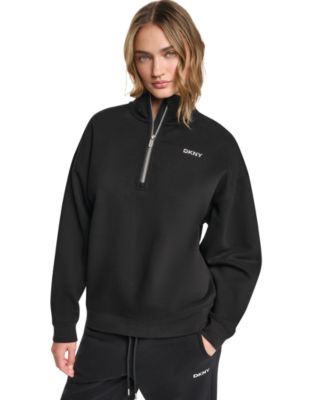 Женское свитшот DKNY Sport с металлическим логотипом-пузырьком и молнией на четверть