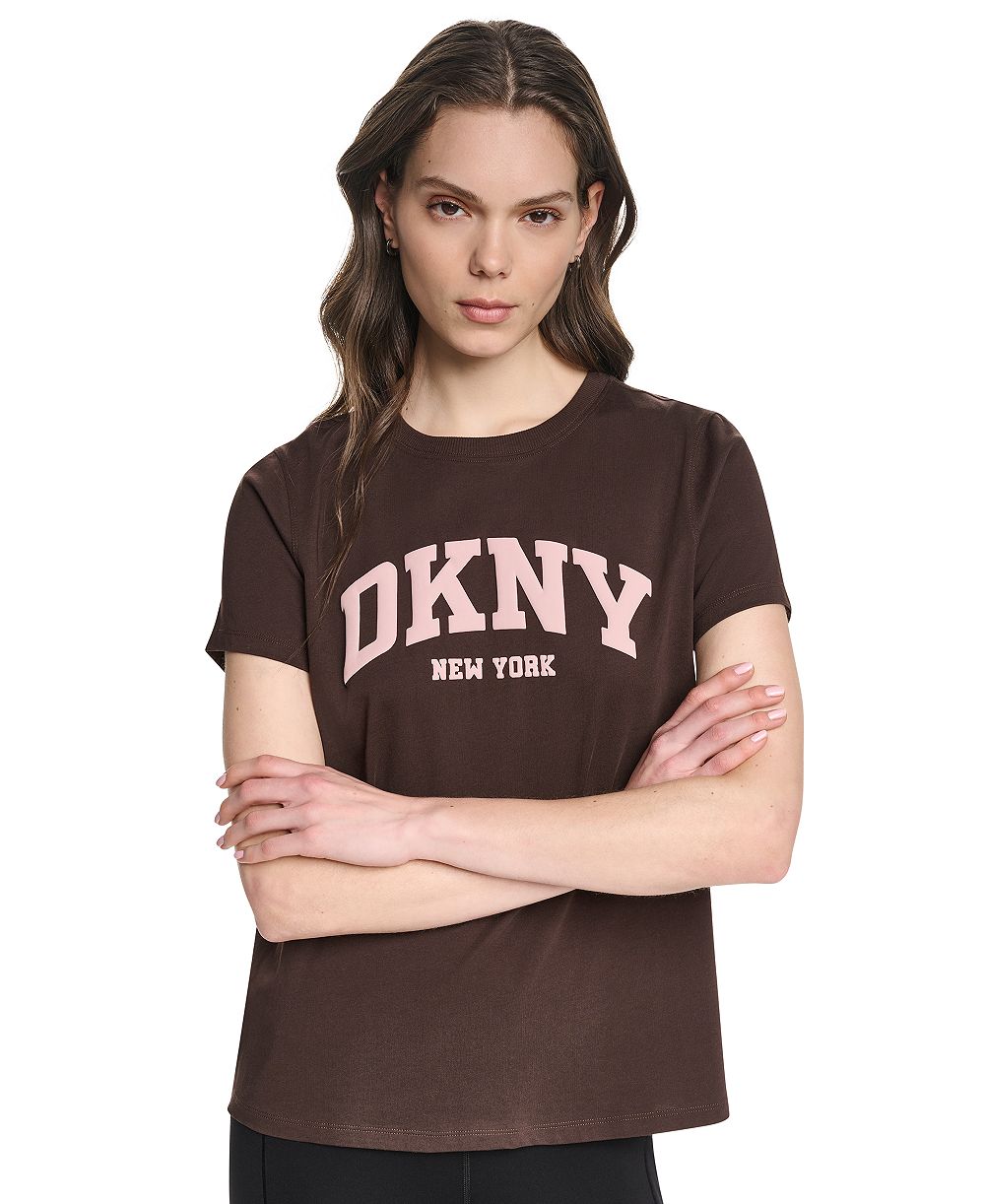 Женская футболка DKNY Sport Puff Varsity Logo Relaxed Fit Crew Neck
