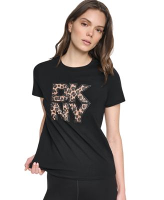 Женская футболка DKNY Sport с принтом Animal Print и логотипом, свободный крой, короткий рукав