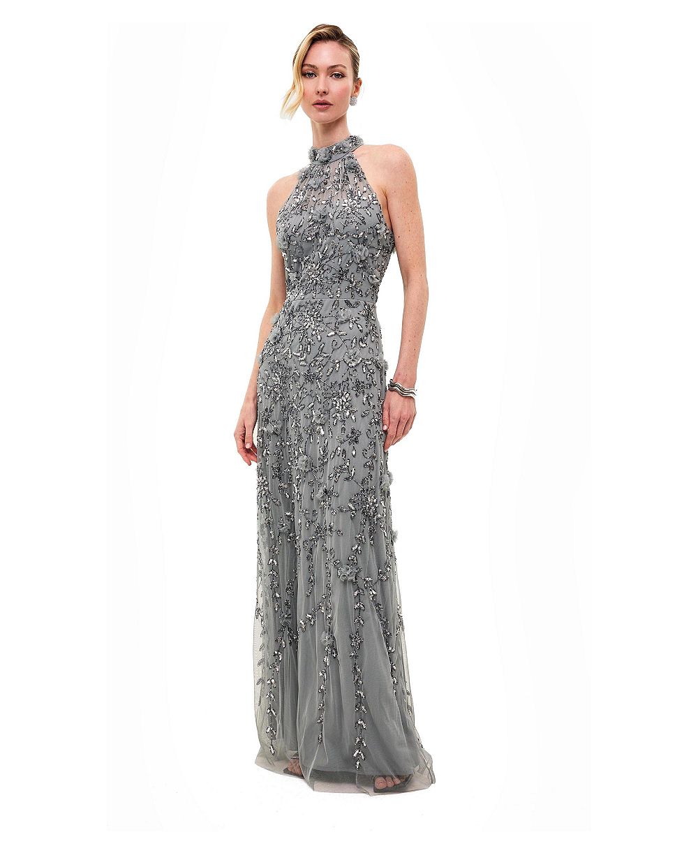 Женское платье BEAUUT Embellished Sequins halter neck maxi