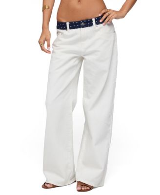 Женские широкие джинсы Edikted Polka Dot Waistband Low Rise Baggy