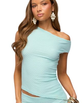Edikted Women's Atile Asymmetric Off Shoulder Textured Top