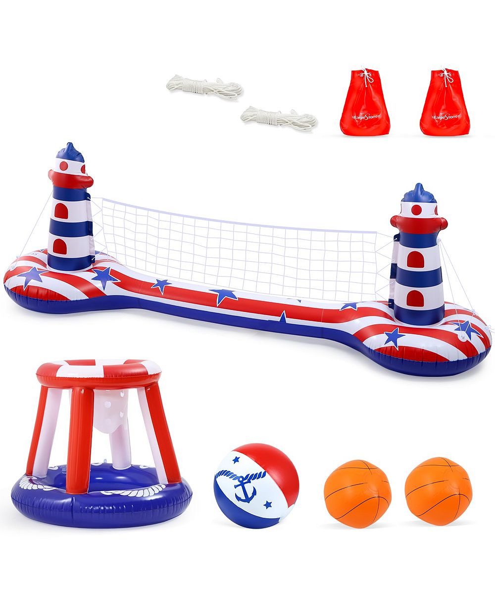 Надувной игровой набор GNUADZ 2-in-1 Inflatable Pool Float Volleyball Basketball Water Games
