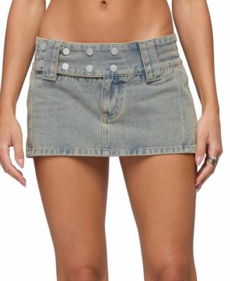Edikted Women's Lolah Snap Waist Denim Mini Skort
