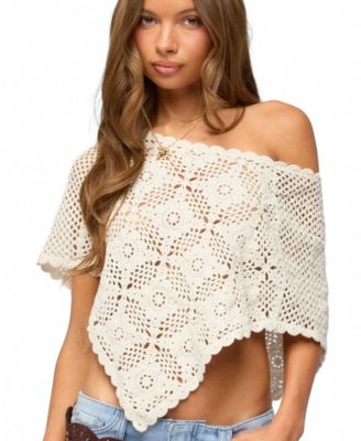 Женское вязаное пончо Edikted Lilianna Scalloped Crochet