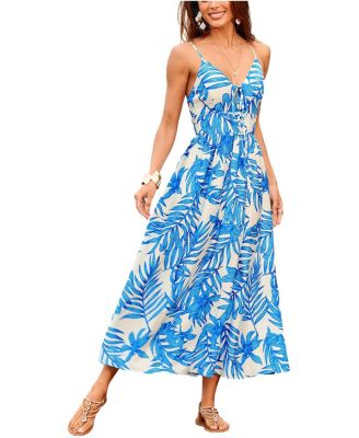 Cupshe Women's V-Neck Leaf Print Beach Dress