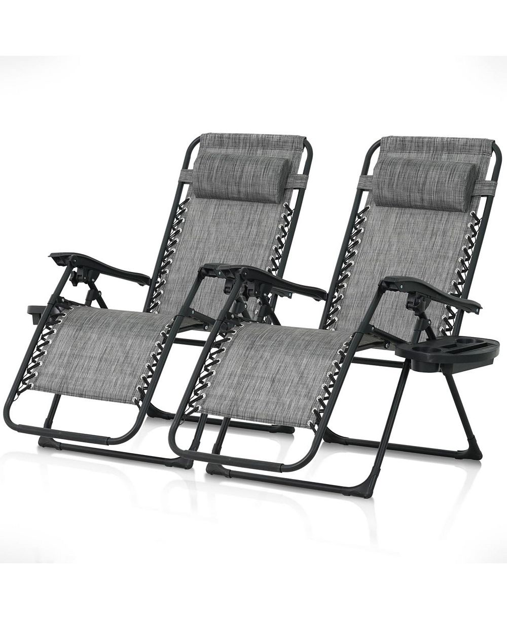 Набор из 2 кресел AOFAR Zero Gravity Recliner Lounge Folding Side Tray