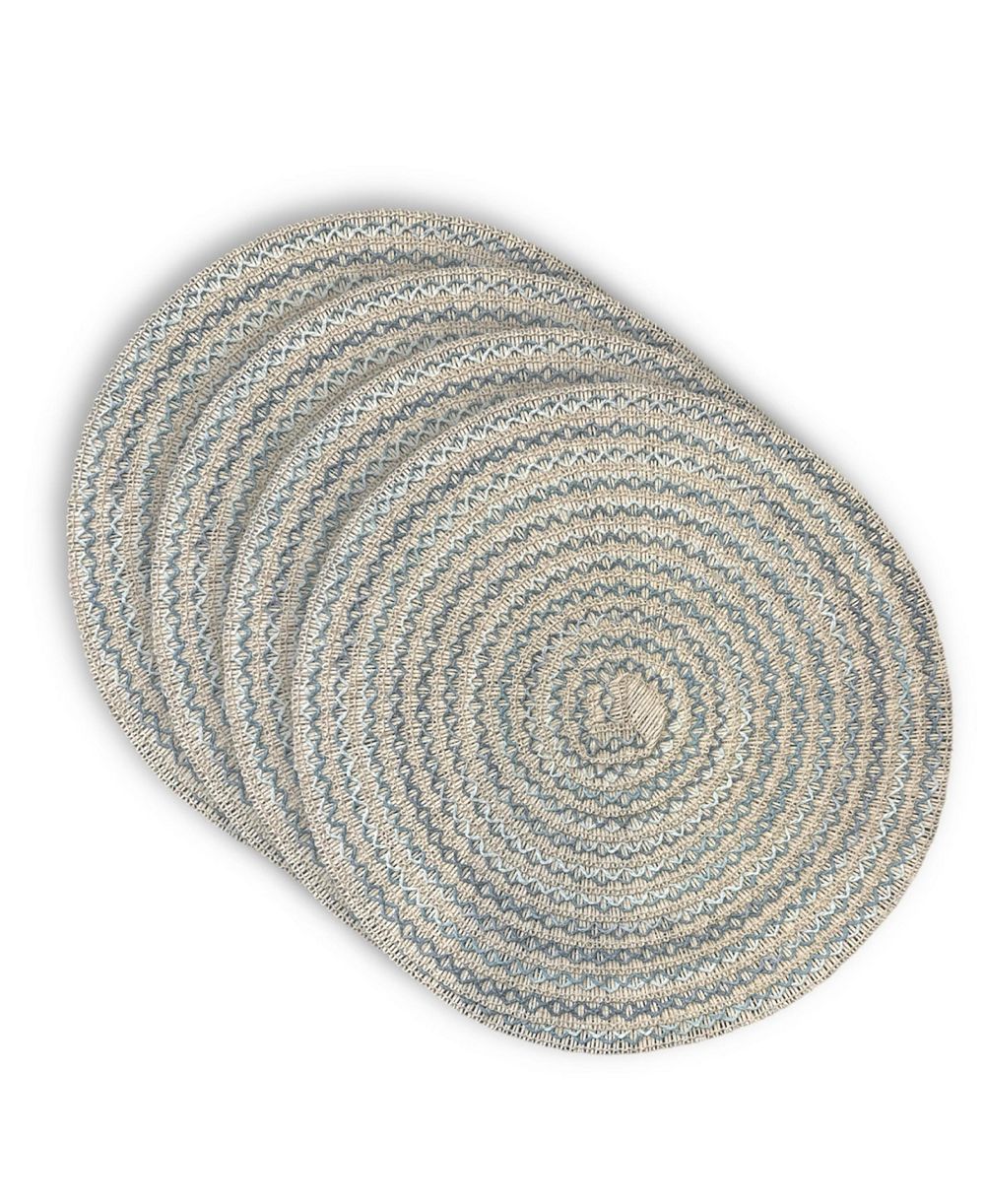 Dainty Home Belmar 15" Round Natural Paper Multicolor Placemats Set of 4 - Durable Table Mats