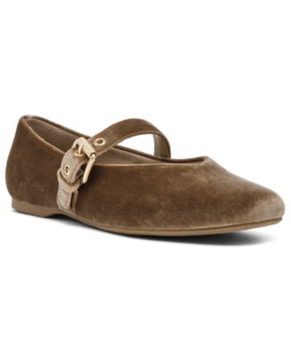 DV Dolce Vita Women's Mulaney Velvet Buckle Mary Jane Flats