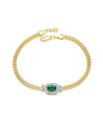 Rachel Glauber Unique 14K Gold Plated Brilliant CZ Link Chain Bracelet