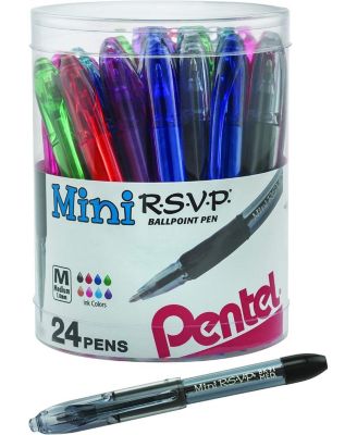 Pentel RSVP Mini шариковая ручка, 1.0mm, набор 24 шт