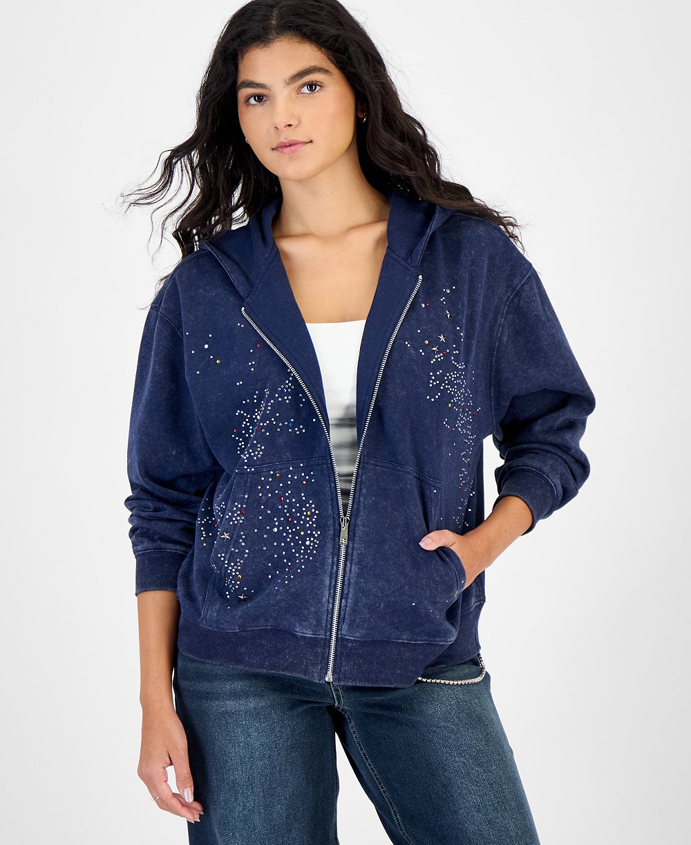 Молодежный флисовый худи Ultra Flirt на полную молнию с стразами
