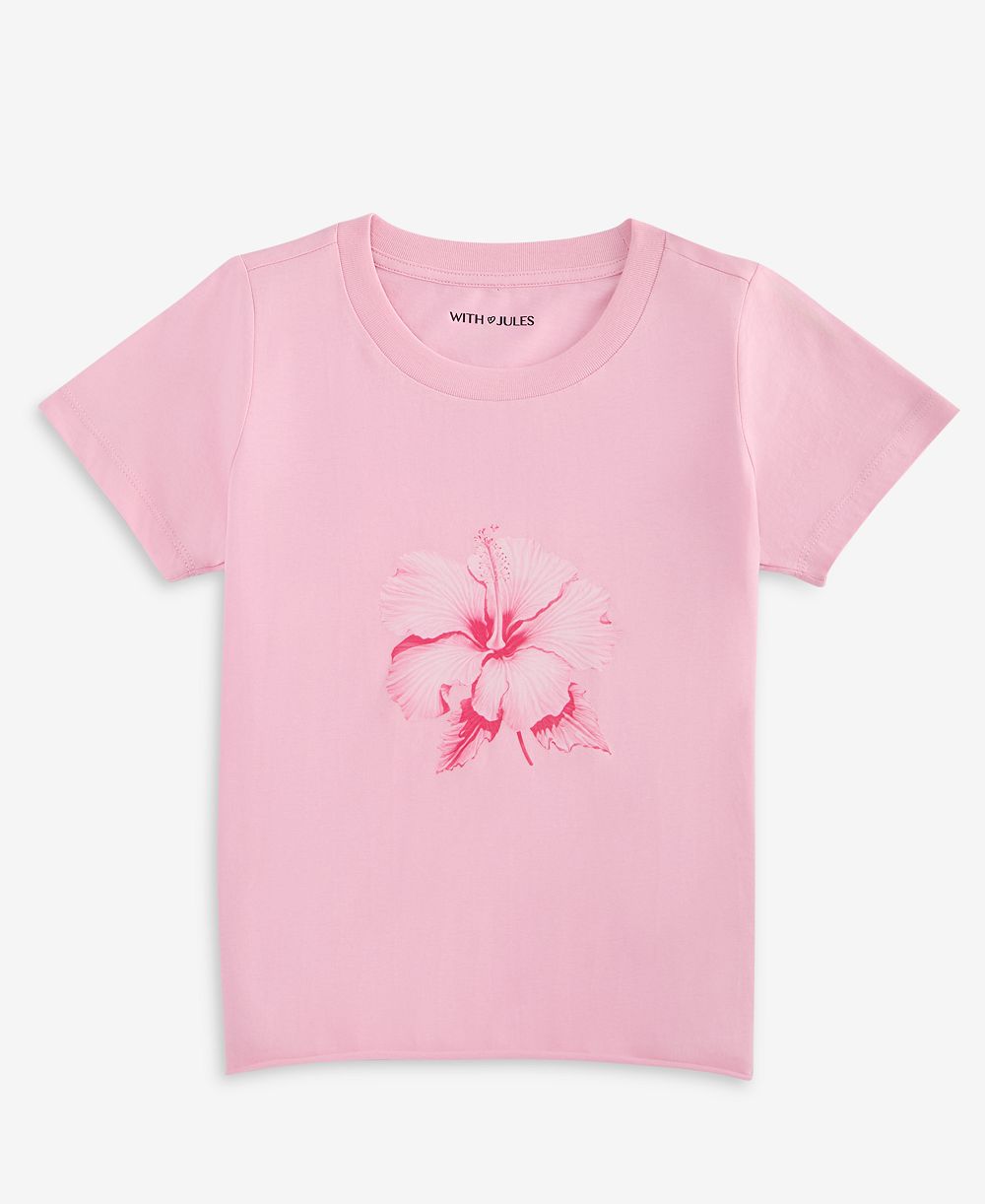 With Jules Big Girl Hibiscus Graphic Tee
