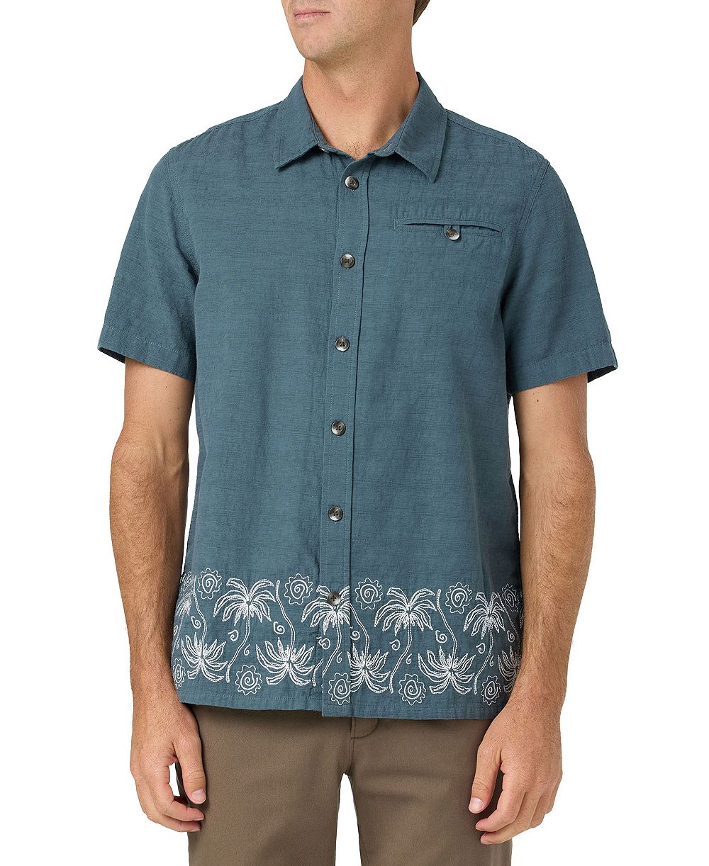 Мужская рубашка o'neill men's flat hem palm embroidery с вышивкой на лацкане
