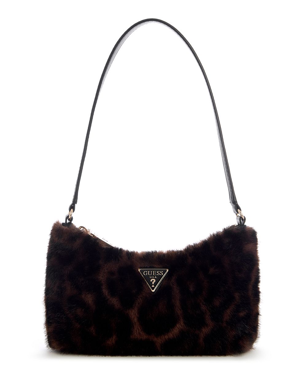 GUESS Shimmer Faux Fur Small Shoulder Handbag