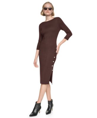 Платье DKNY Women's с вырезом лодочкой и трикотажным переплетением и рукавом 3/4