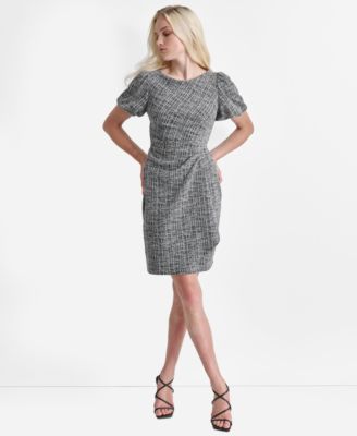 Женское платье DKNY Bubble Sleeve Ruched Boat Neck Sheath