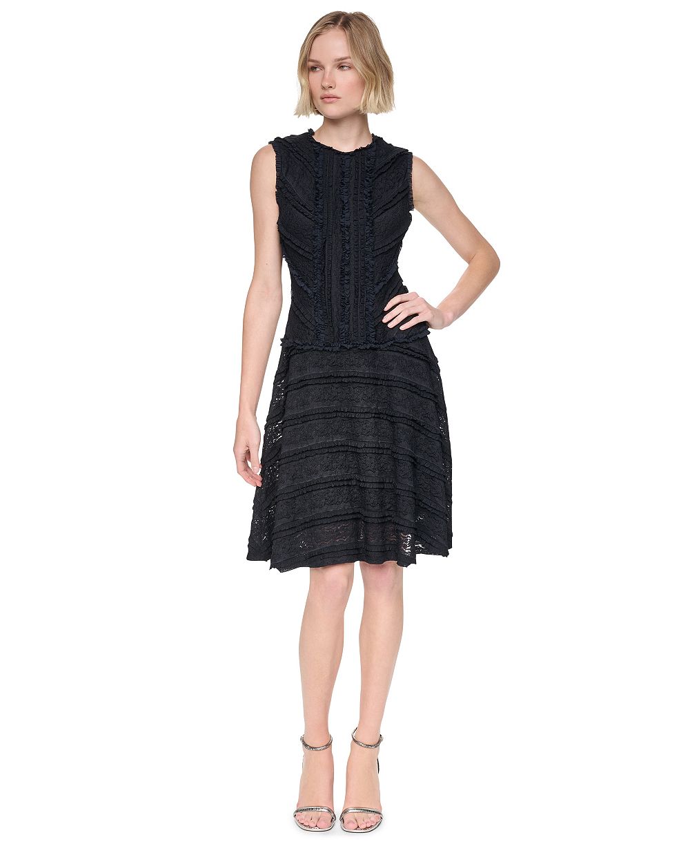Женское платье DKNY JWLNK Ruffle Hem Fit-and-Flare Lace Dress