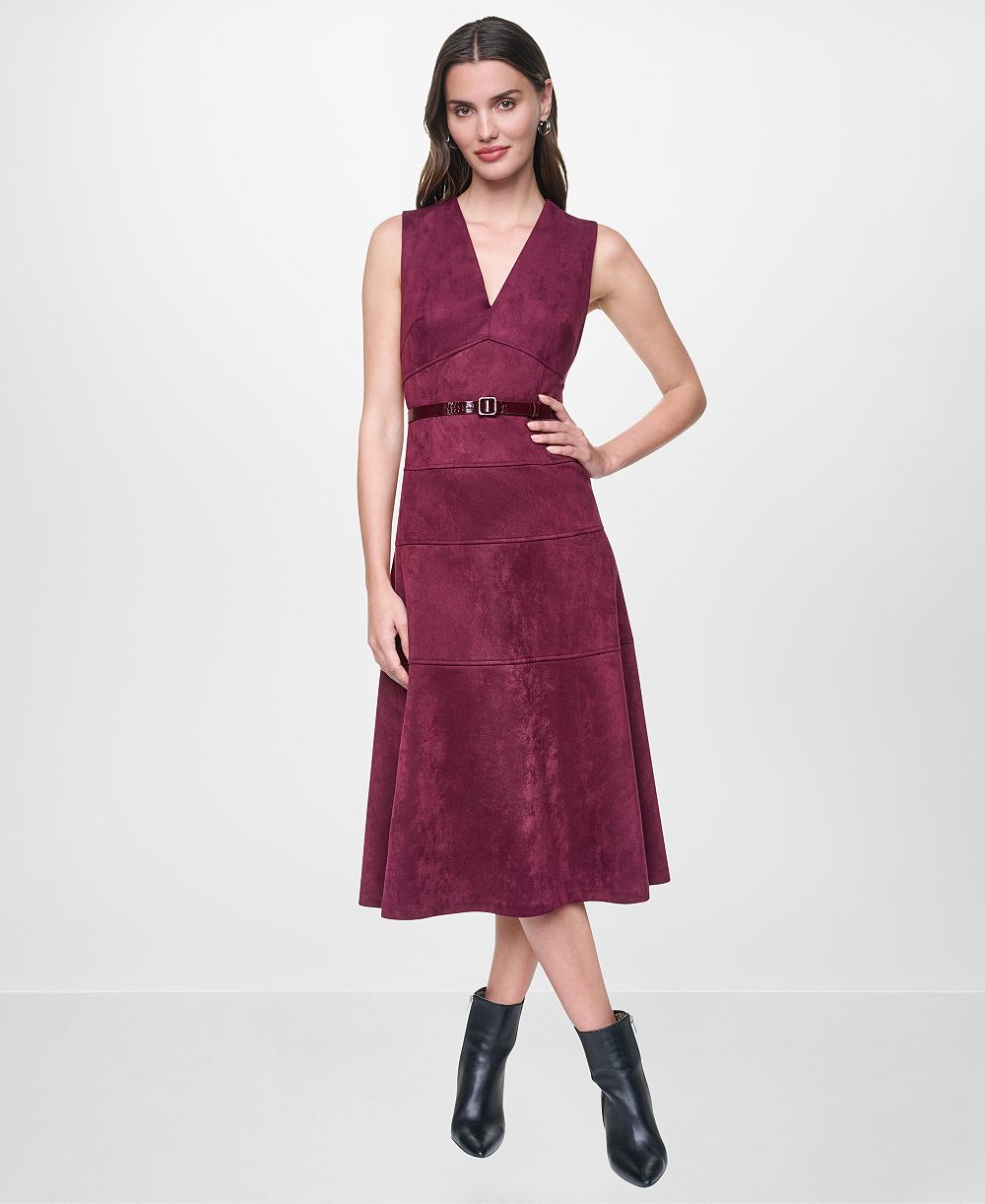 Женское платье DKNY A-Line с V-образным вырезом без рукавов миди