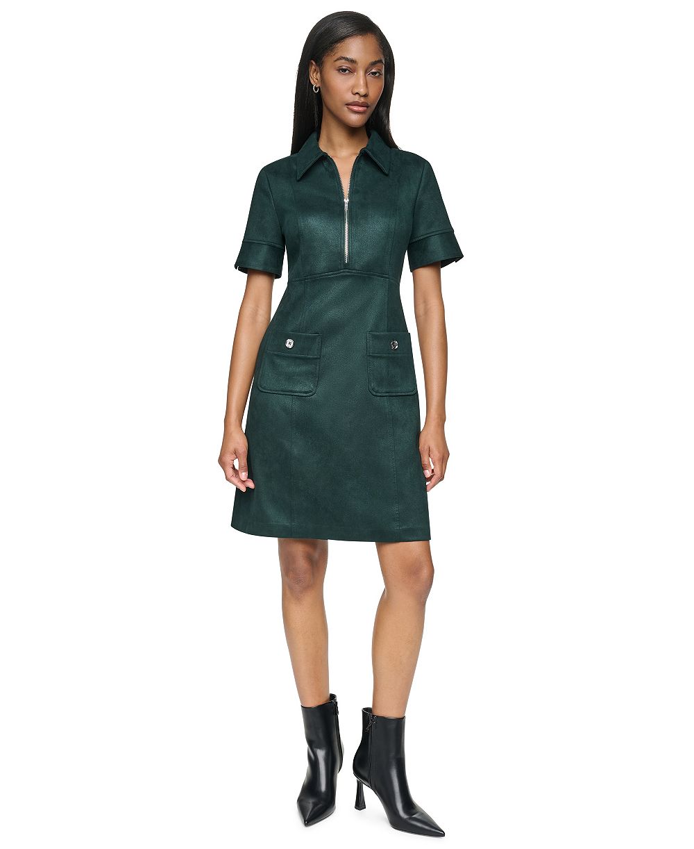 Женское платье-поло DKNY A-Line с коротким рукавом и застежкой-молнией
