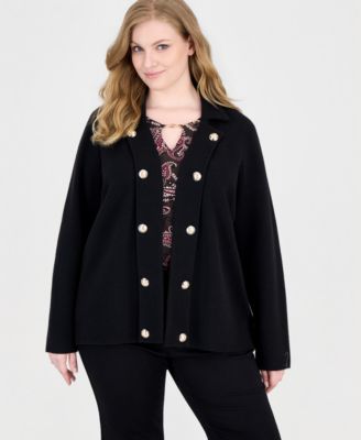 Jones New York Plus Size Notch-Collar Band Jacket