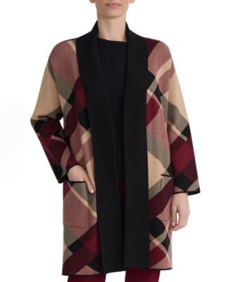 Jones New York Plus Size Plaid Turnback Collar Cardigan