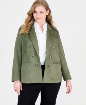 Jones New York женский пиджак из искусственной замши с имитацией двубортной застежки, размер plus