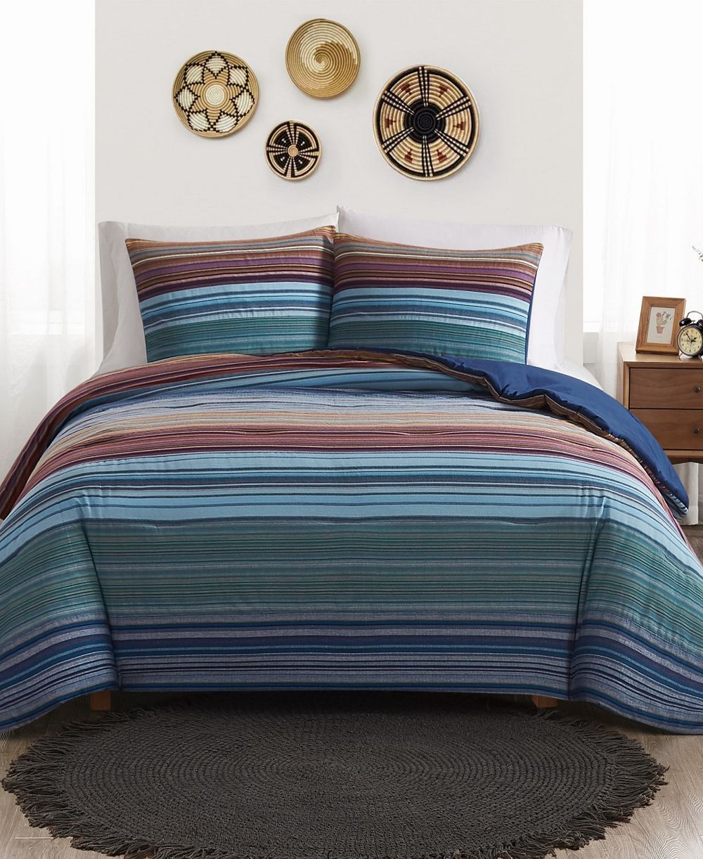 Brooklyn Loom комплект из 3 одеял с полосатым принтом Met Stripe, Full/Queen