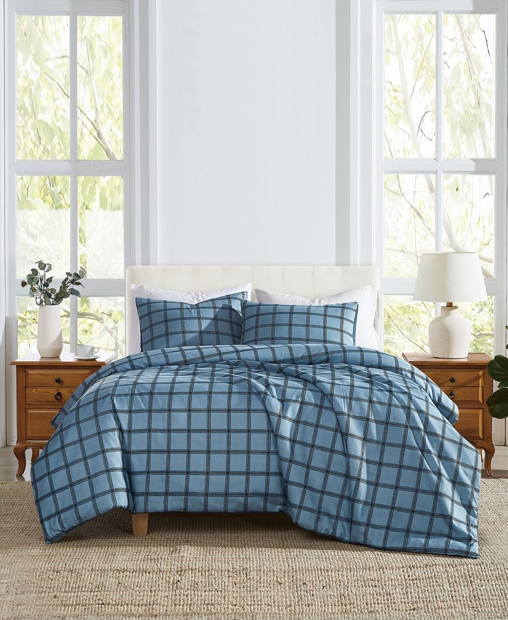 Cannon Luka Grid Plaid 3-Piece Duvet Cover Set, Full/Queen