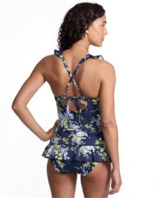 Lands' End Женский Ruffle Midkini Top and High Waisted Bottom Swimsuit Set